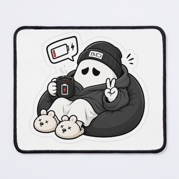 Item preview, Low Battery Ghost Sticker – Cute Tired Meme designed and sold by DKraftz.