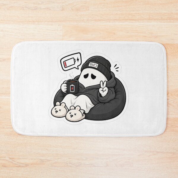 Item preview, Low Battery Ghost Sticker – Cute Tired Meme designed and sold by DKraftz.