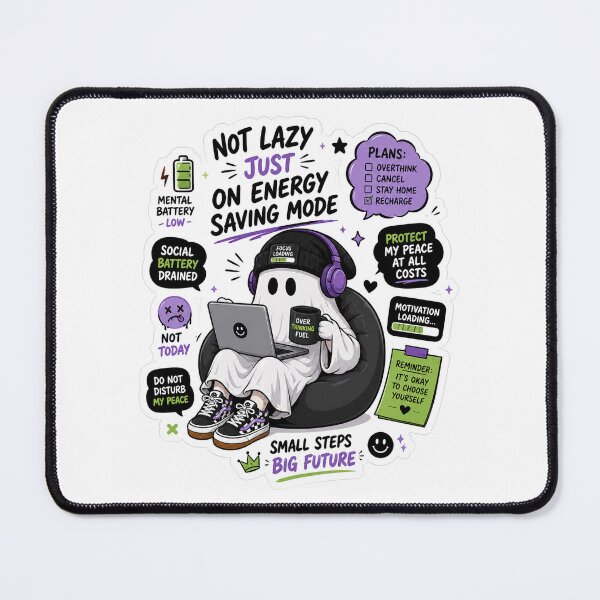 Item preview, Energy Saving Mode Ghost Sticker – Funny Introvert Gen Z Meme designed and sold by DKraftz.