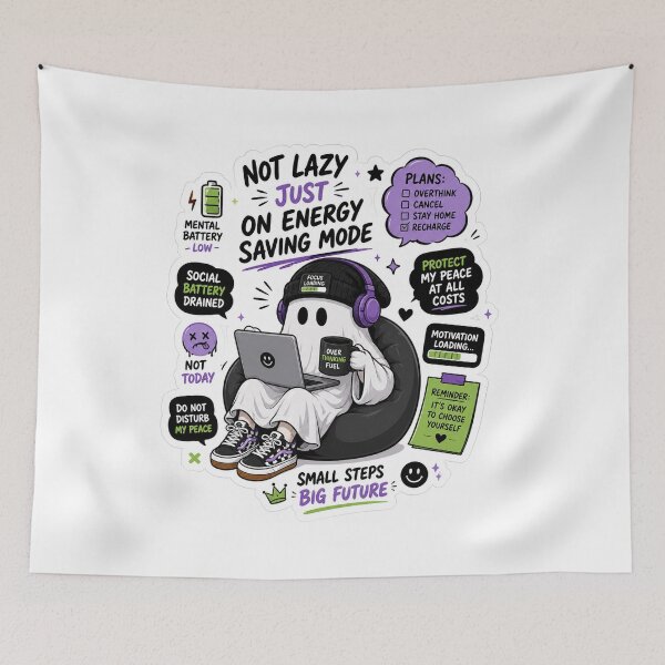 Item preview, Energy Saving Mode Ghost Sticker – Funny Introvert Gen Z Meme designed and sold by DKraftz.