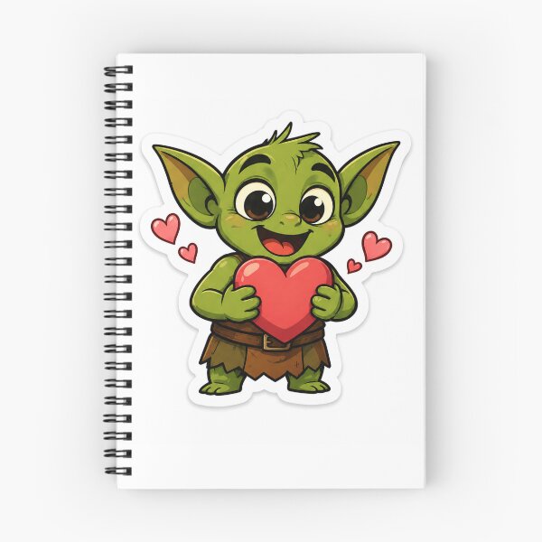 Item preview, Cute Goblin Holding Heart Sticker | Kawaii Fantasy Character | Original Love Goblin Cartoon designed and sold by DKraftz.