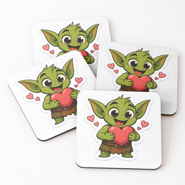Item preview, Cute Goblin Holding Heart Sticker | Kawaii Fantasy Character | Original Love Goblin Cartoon designed and sold by DKraftz.