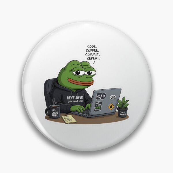 Item preview, Funny Developer Frog Sticker – Code Coffee Commit Repeat Programmer Meme designed and sold by DKraftz.