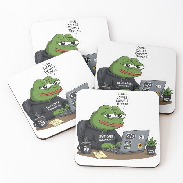 Item preview, Funny Developer Frog Sticker – Code Coffee Commit Repeat Programmer Meme designed and sold by DKraftz.