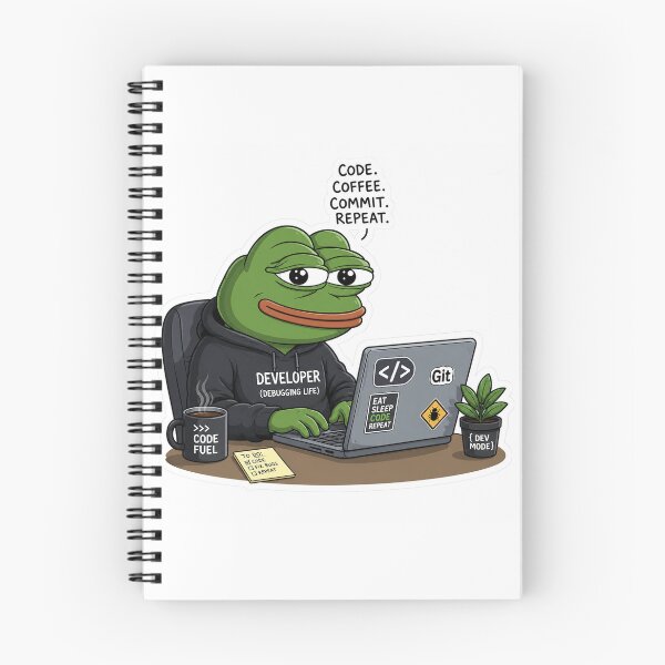 Item preview, Funny Developer Frog Sticker – Code Coffee Commit Repeat Programmer Meme designed and sold by DKraftz.