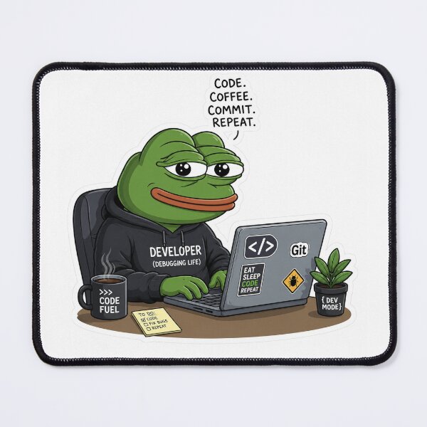 Item preview, Funny Developer Frog Sticker – Code Coffee Commit Repeat Programmer Meme designed and sold by DKraftz.