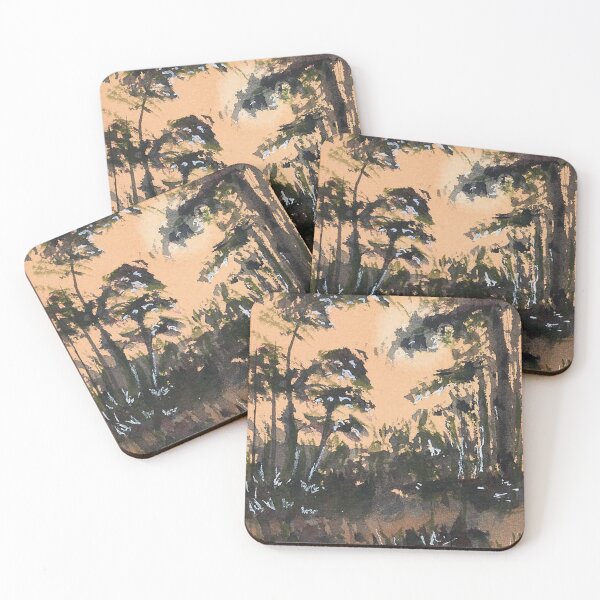 Item preview, Warm Forest Sunset Watercolor Landscape designed and sold by ArdanaMilsman.