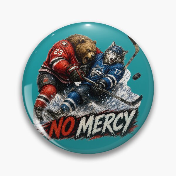 Item preview, No Mercy Hockey Sticker – Bear vs Wolf Ice Hockey Body Check Art designed and sold by Felixuss.