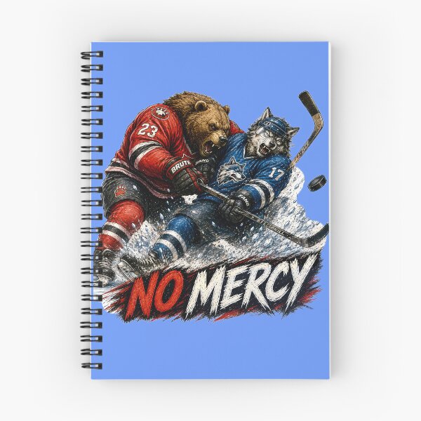 Item preview, No Mercy Hockey Sticker – Bear vs Wolf Ice Hockey Body Check Art designed and sold by Felixuss.