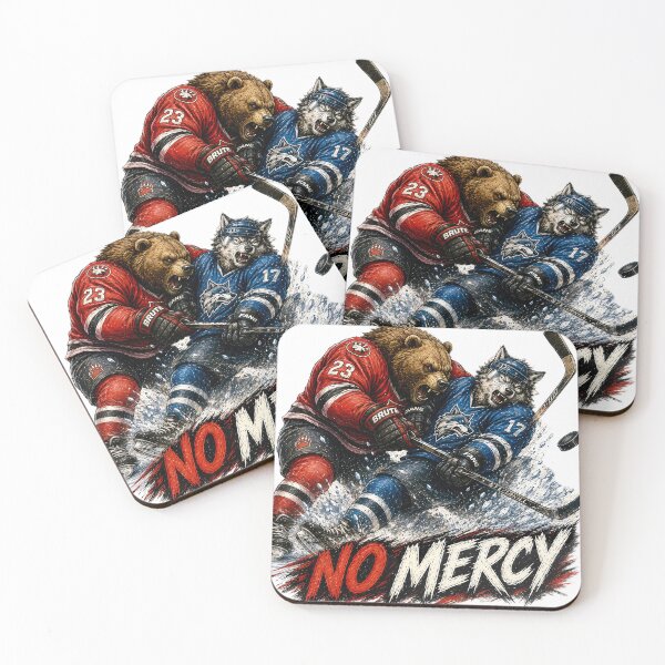 Item preview, No Mercy Hockey Sticker – Bear vs Wolf Ice Hockey Body Check Art designed and sold by Felixuss.