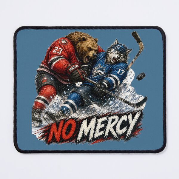 Item preview, No Mercy Hockey Sticker – Bear vs Wolf Ice Hockey Body Check Art designed and sold by Felixuss.