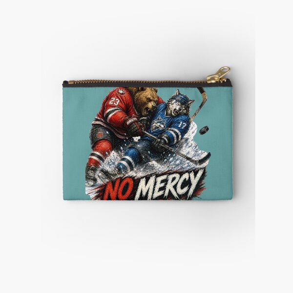Item preview, No Mercy Hockey Sticker – Bear vs Wolf Ice Hockey Body Check Art designed and sold by Felixuss.