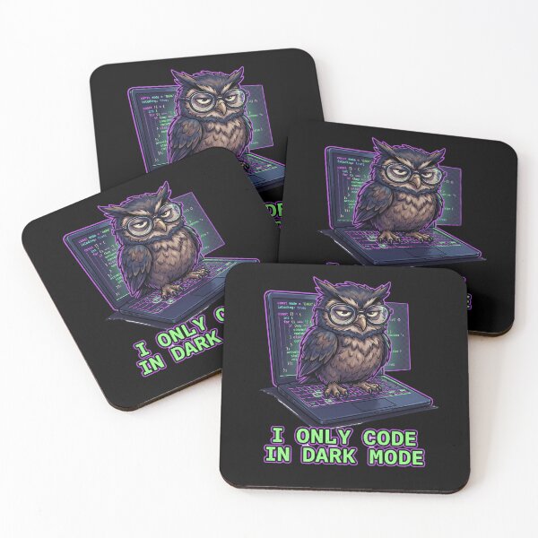 Item preview, I Only Code In Dark Mode Funny Programmer Owl designed and sold by Creative Spark.