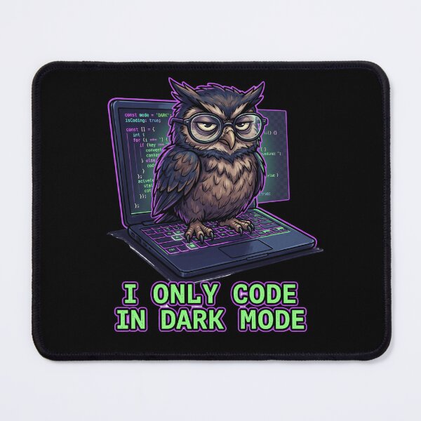 Item preview, I Only Code In Dark Mode Funny Programmer Owl designed and sold by Creative Spark.