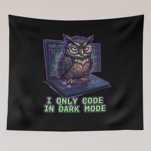 Item preview, I Only Code In Dark Mode Funny Programmer Owl designed and sold by Creative Spark.