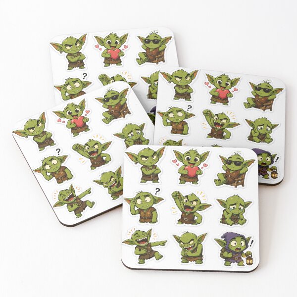 Item preview, Cute Goblin Expressions Sticker Pack | Funny Green Fantasy Character | Original Cartoon Goblin designed and sold by DKraftz.