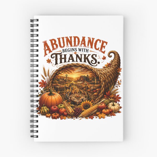 Artikelvorschau, Fülle beginnt mit Dankbarkeit – Thanksgiving-Shirt mit Herbsternte-Füllhorn-Design entworfen und verkauft von Limitless expressions - wear your mindset .