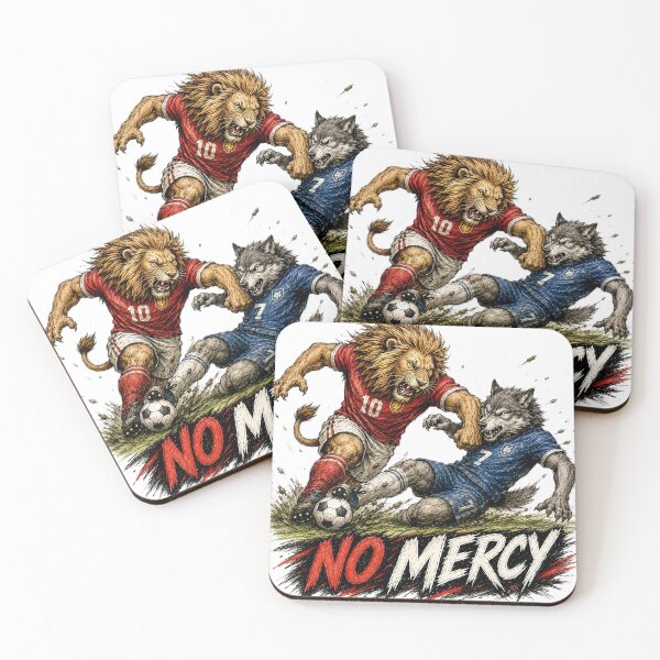 Item preview, No Mercy Soccer Sticker – Lion vs Wolf Football Tackle Sports Art designed and sold by Felixuss.