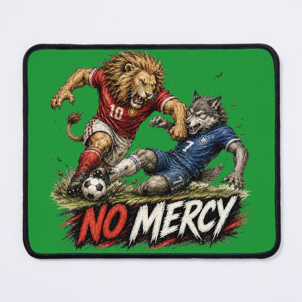 Item preview, No Mercy Soccer Sticker – Lion vs Wolf Football Tackle Sports Art designed and sold by Felixuss.