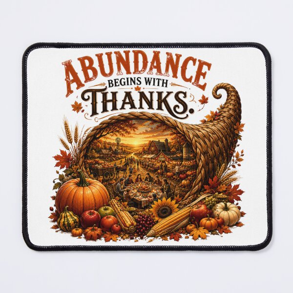 Item preview, Abundance Begins with Thanks Thanksgiving Shirt Fall Harvest Cornucopia Design designed and sold by Limitless expressions - wear your mindset .