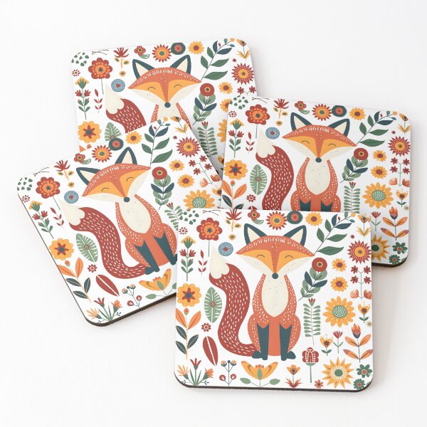 Item preview, Scandinavian Folk Art, Floral Fox designed and sold by xiao xuans.