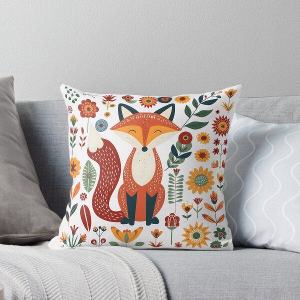 Item preview, Scandinavian Folk Art, Floral Fox designed and sold by xiao xuans.