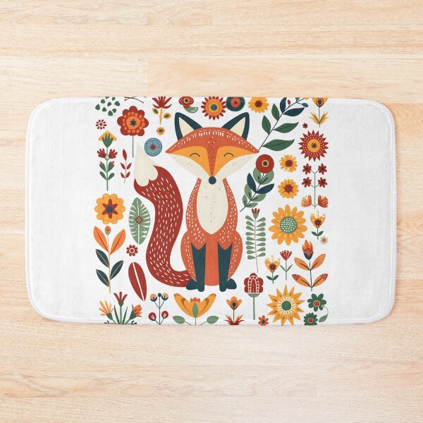 Item preview, Scandinavian Folk Art, Floral Fox designed and sold by xiao xuans.