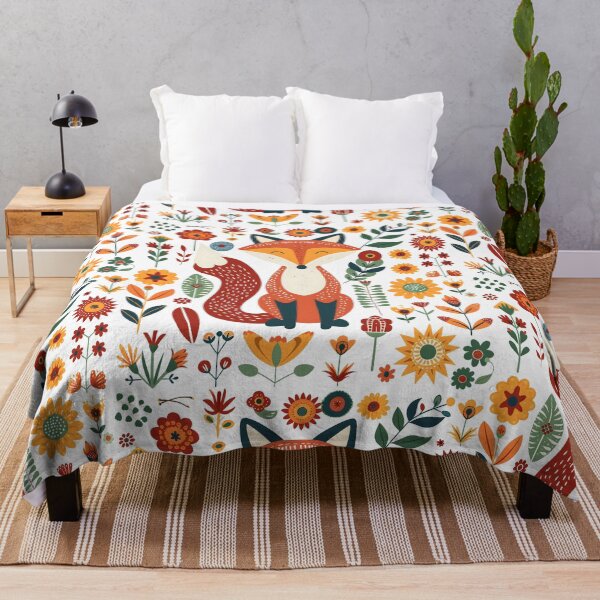 Item preview, Scandinavian Folk Art, Floral Fox designed and sold by xiao xuans.