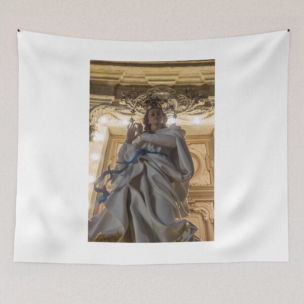 Item preview, Statue Of The Virgin Mary With Crown And Halo Of Stars, Praying Madonna In White Robe designed and sold by Nmallia.