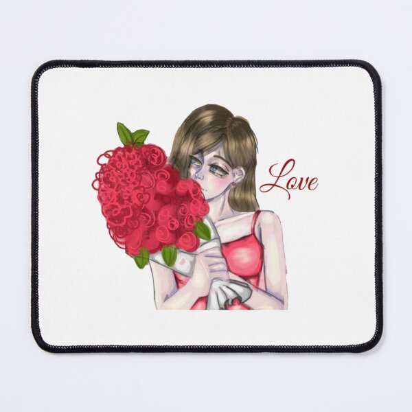 Item preview, Romantic Girl Holding Heart Rose Bouquet designed and sold by Divascorner.