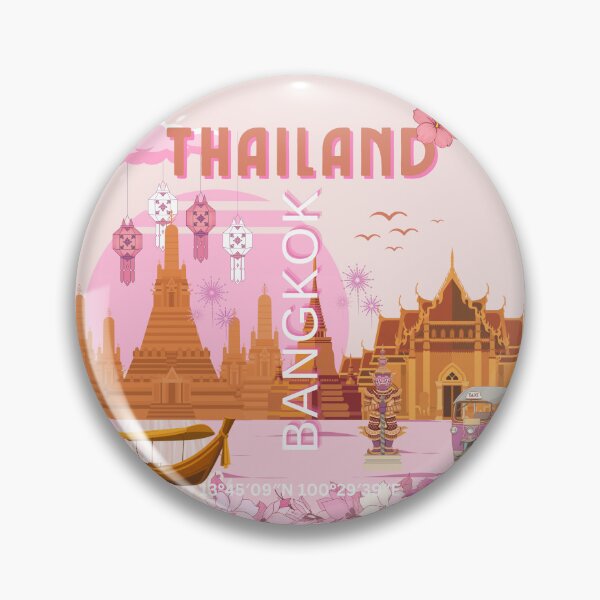Item preview, Bangkok Thailand Boho Travel Poster | Sunset Thai Temple Wall Art | Retro Bangkok Illustration designed and sold by Magic Love Art Print.