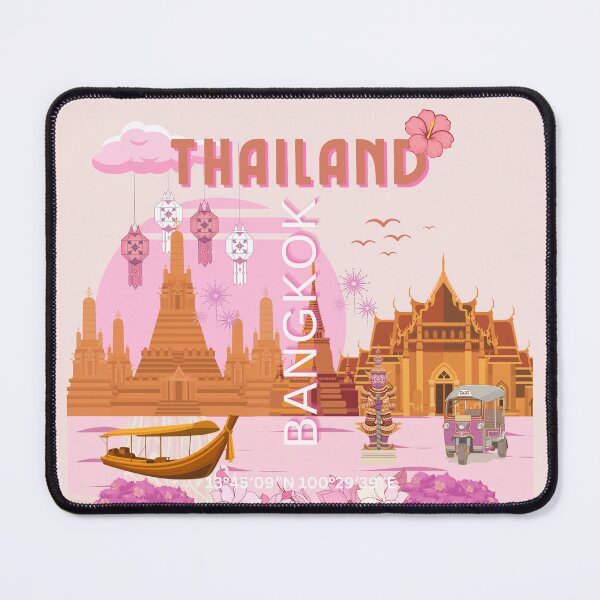 Item preview, Bangkok Thailand Boho Travel Poster | Sunset Thai Temple Wall Art | Retro Bangkok Illustration designed and sold by Magic Love Art Print.