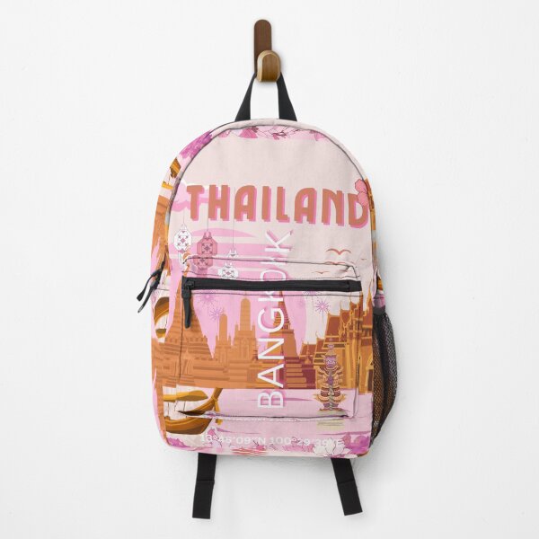 Item preview, Bangkok Thailand Boho Travel Poster | Sunset Thai Temple Wall Art | Retro Bangkok Illustration designed and sold by Magic Love Art Print.