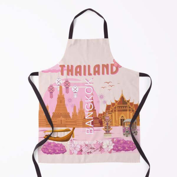 Item preview, Bangkok Thailand Boho Travel Poster | Sunset Thai Temple Wall Art | Retro Bangkok Illustration designed and sold by Magic Love Art Print.