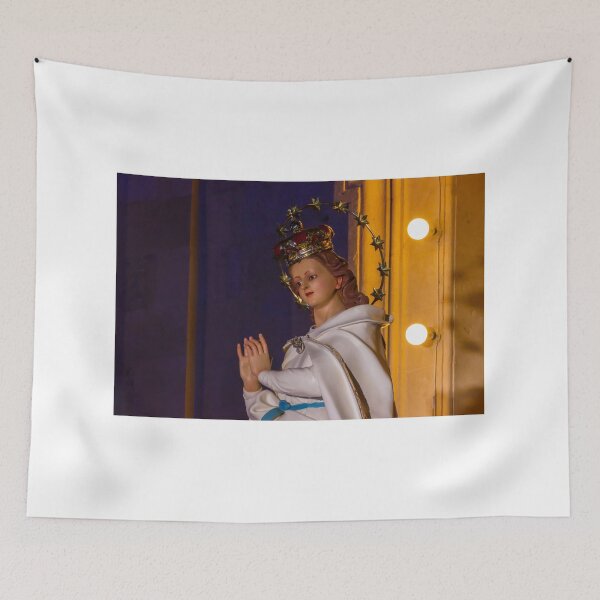 Item preview, Statue Of The Virgin Mary With Crown And Halo Of Stars, Praying Madonna In White Robe designed and sold by Nmallia.