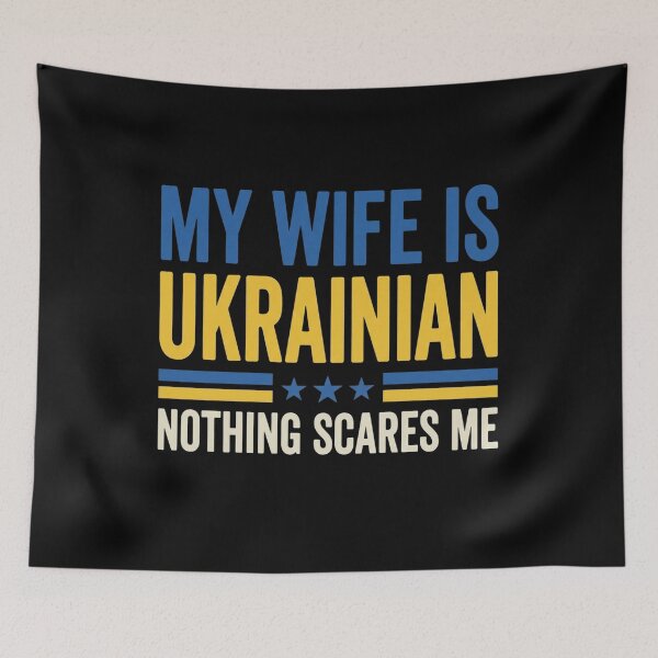 Item preview, My Wife is Ukrainian Nothing Scares Me Ukraina Proud Flag T-Shirt | Funny Ukraine Husband Graphic Gift designed and sold by Trendably.
