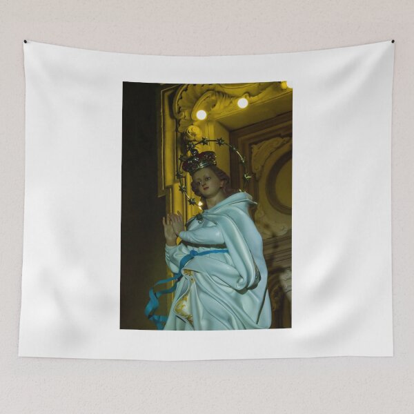 Item preview, Statue Of The Virgin Mary With Crown And Halo Of Stars, Praying Madonna In White Robe designed and sold by Nmallia.