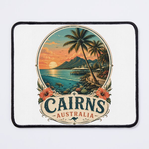 Item preview, Cairns Australia Vintage Travel Poster | Tropical Beach Sunset Sticker designed and sold by Moh-nd-Eg.