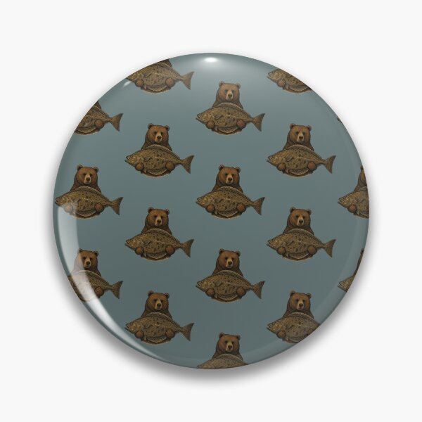 Item preview, Bear Catching Halibut Fish Vintage Art designed and sold by MonsoonInkX.