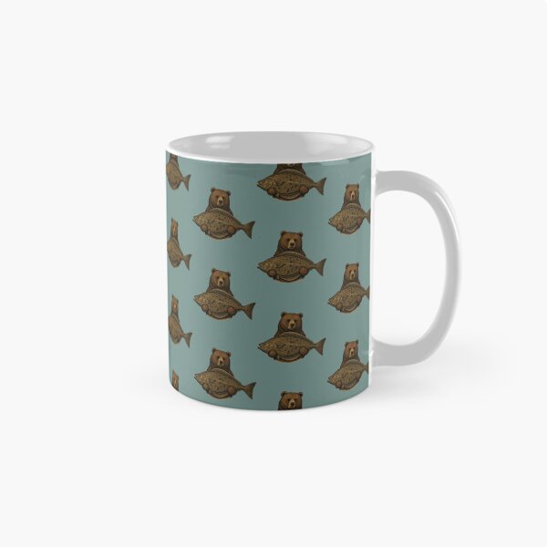 Item preview, Bear Catching Halibut Fish Vintage Art designed and sold by MonsoonInkX.