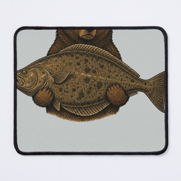 Item preview, Bear Catching Halibut Fish Vintage Art designed and sold by MonsoonInkX.