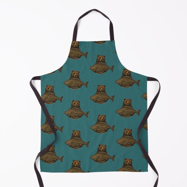 Item preview, Bear Catching Halibut Fish Vintage Art designed and sold by MonsoonInkX.