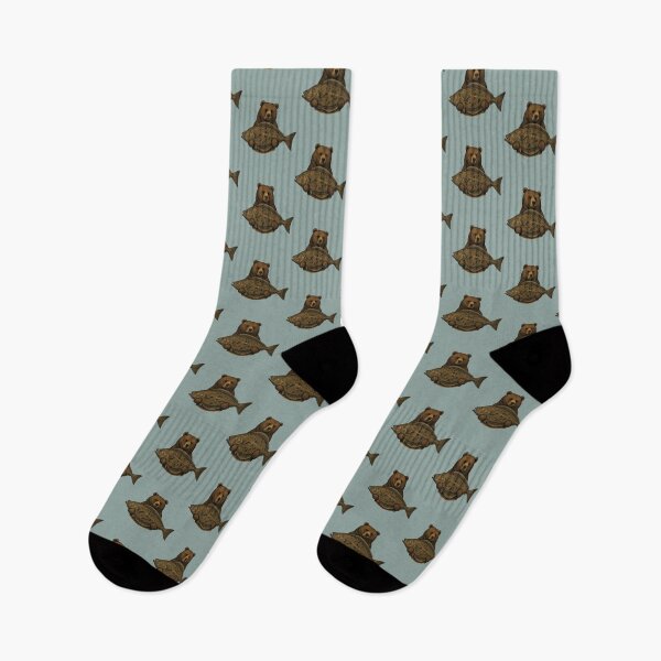 Item preview, Bear Catching Halibut Fish Vintage Art designed and sold by MonsoonInkX.