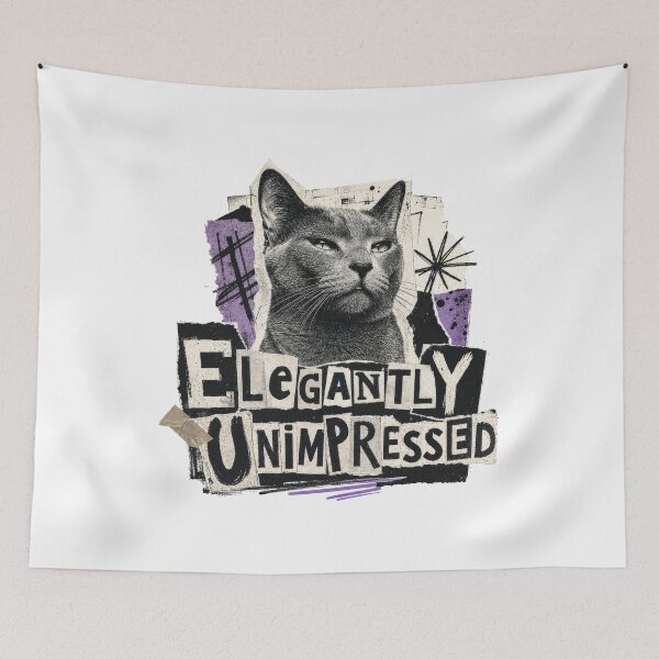 Item preview, Elegantly Unimpressed Gray Russian Blue Cat designed and sold by AntiqueImages.