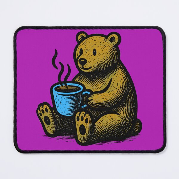 Item preview, Cute Bear Drinking Coffee Tea Cocoa Colorful Linework designed and sold by InkyCorvid.