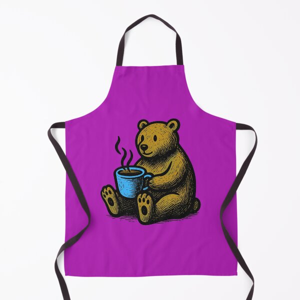 Item preview, Cute Bear Drinking Coffee Tea Cocoa Colorful Linework designed and sold by InkyCorvid.