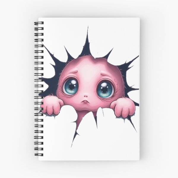 Item preview, Cute Pink Creature Peeking Through Hole | Kawaii Art designed and sold by WonderWaresGifts.
