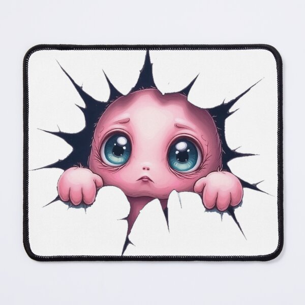 Item preview, Cute Pink Creature Peeking Through Hole | Kawaii Art designed and sold by WonderWaresGifts.