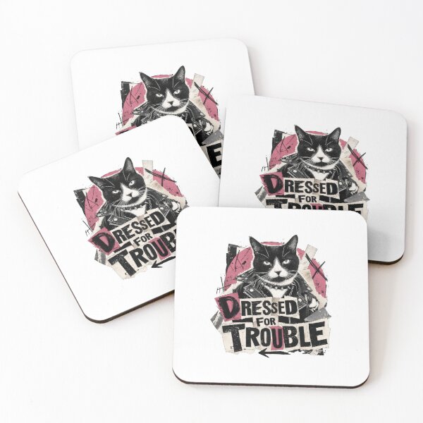Item preview, Dressed For Trouble Cat Punk Rocker Attitude designed and sold by AntiqueImages.