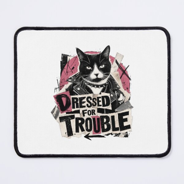 Item preview, Dressed For Trouble Cat Punk Rocker Attitude designed and sold by AntiqueImages.